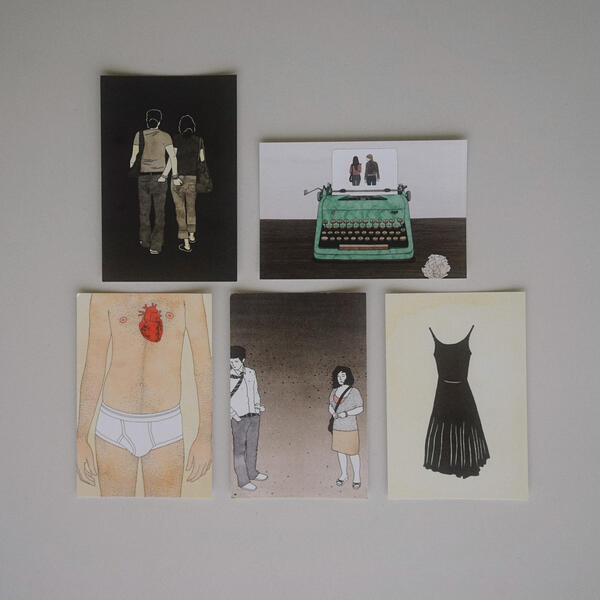 Pre-orders received five postcards featuring Ian Dingman's artwork from the book.
